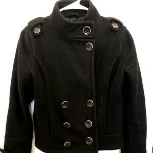 Black Wool button down Pea Coat